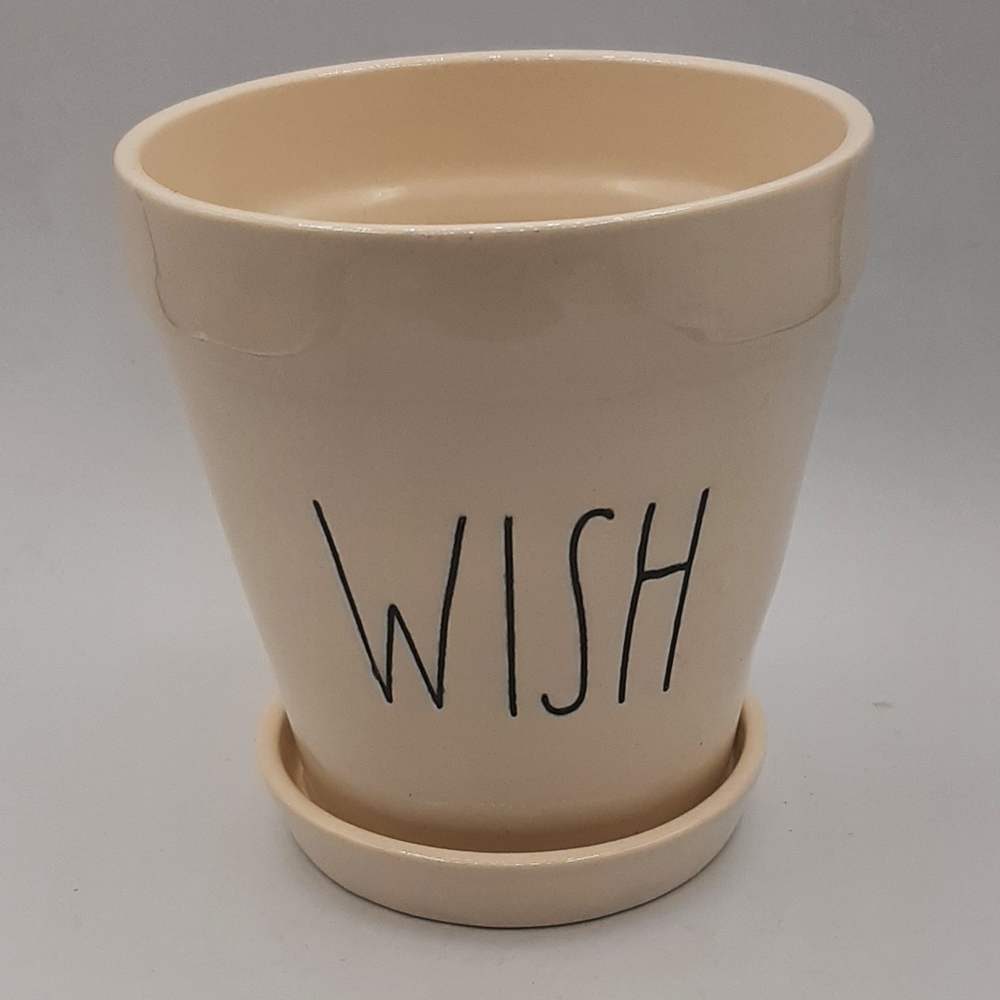 Rae Dunn Cream Planter Wish 4 1/4" Round Artisan Collection by Magenta #150